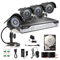 Zmodo PKD-DK4216-500GB 4 CH CCTV Security DVR IR Camera System